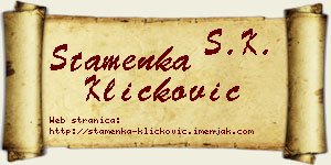 Stamenka Kličković vizit kartica